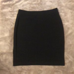 Black Textured Pencil Skirt